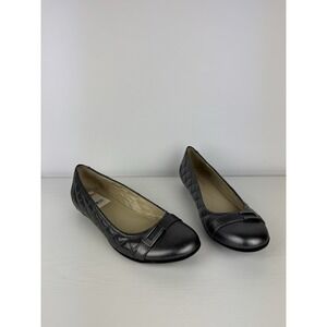 Naturalizer Quilted Patent Ballet Flats Silver Cap Toe Comfort Shoes Women's 11